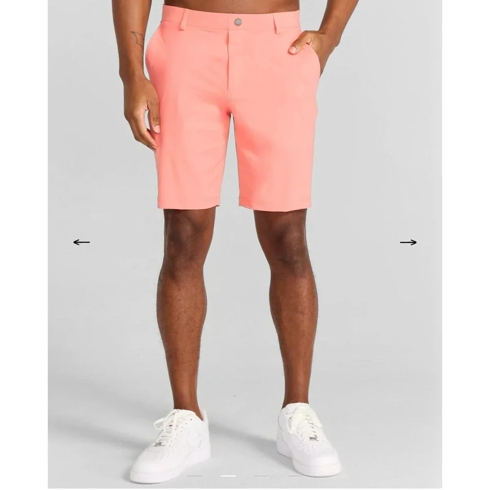 Redvanly Shorts Mens M Coral Hanover Golf Stretch Performance Pull On 7.5" NEW - Picture 2 of 4
